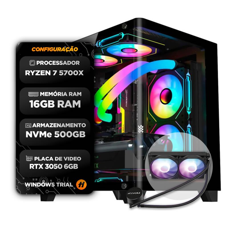 Pc Gamer Ryzen 7 5700X, Water cooler 240MM, 16GB DDR4, ssd Nvme 500GB ...