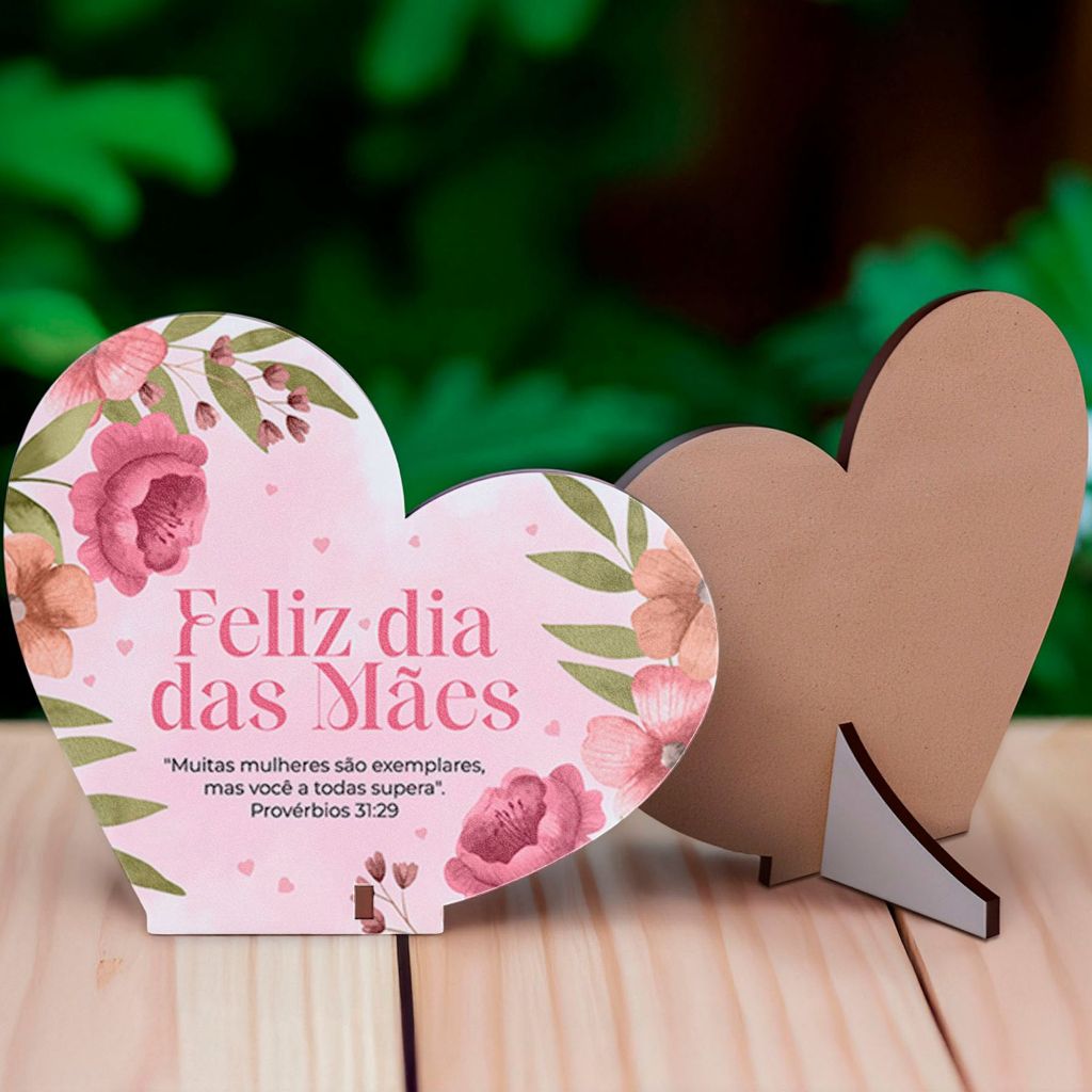 Lembrancinha Formato Coração Feliz Dia Das Mães Provérbios 31:29 Mdf em Oferta na Shopee