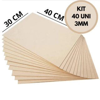 Kits 40 Placas MDF Cru 30x40cm 3mm Artesanato Corte Laser CNC