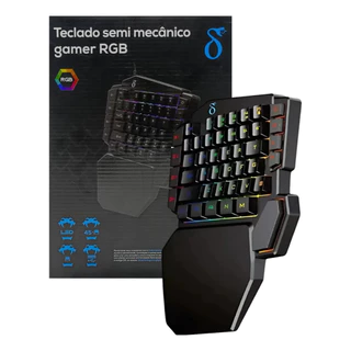 Teclado Gamer One Hand Semi Mecânico RGB USB Para Celular Computador