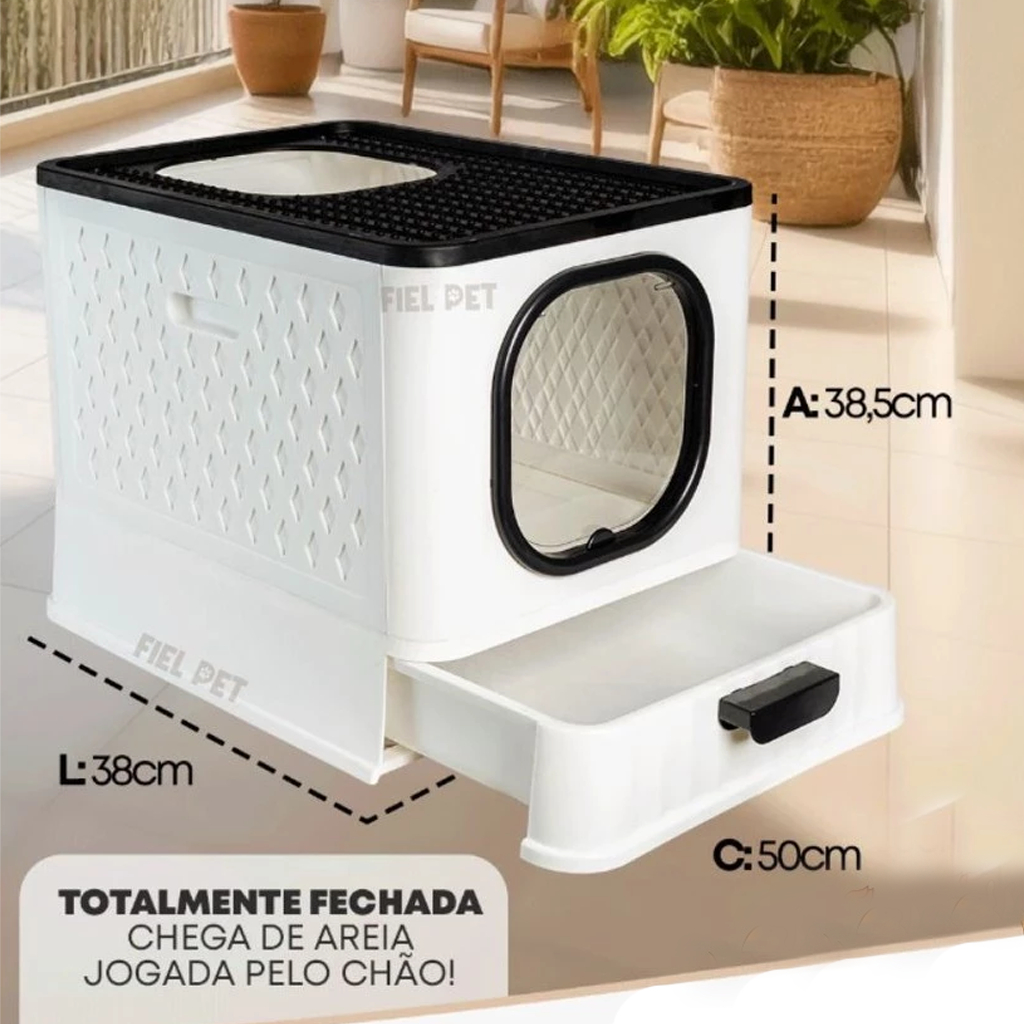 Caixa de Areia para Gatos Grandes Banheiro Sanitário pet Fechada ...