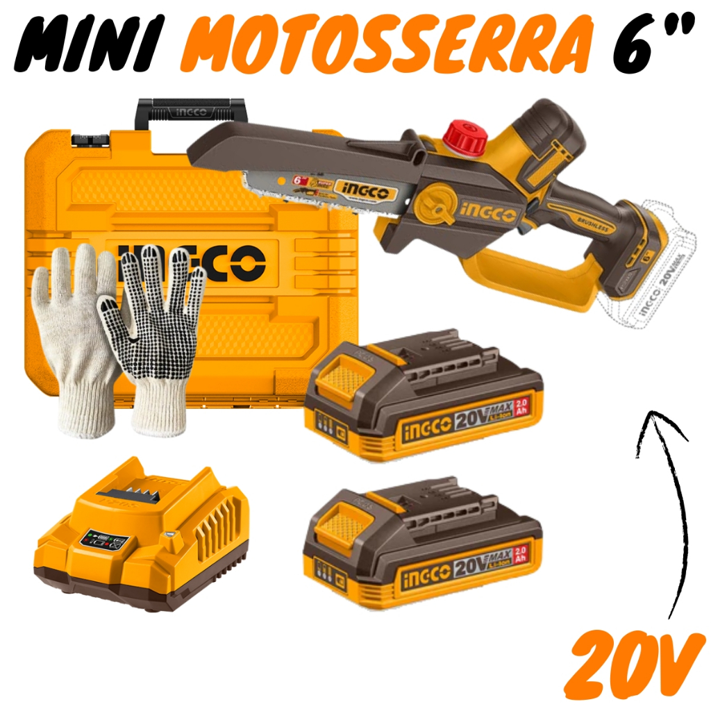 Mini Motosserra Podadora 20v 6'' (CGSLI20662-9) - Ingco | Shopee