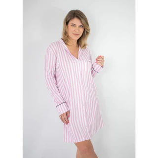 Camisola Feminina com Botões na Frente Manga Longa Algodão Pós-Cirúrgico Amamentação –Listrado rosa em Oferta na Shopee