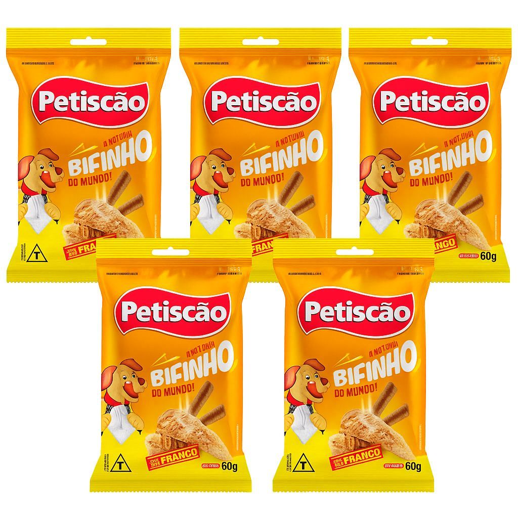 Kit 5x Petisco Bifinho de Frango Tablets Mastigável 60g - Petiscão em Oferta na Shopee