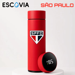Garrafa Térmica Aço Inoxidavel Time de Futebol São Paulo com Medidor De Temperatura Digital 500ml