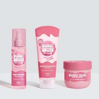 DAILUS SWEET SKIN - KIT TRIO MORANGO AO LEITE – SABONETE ESFOLIANTE + CREME HIDRATANTE + BODY SPLASH