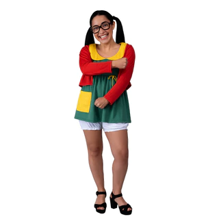 Fantasia Chiquinha Cosplay Adulto + Óculos Inclusos