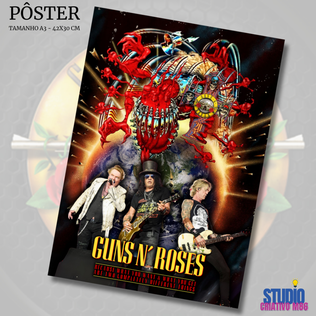 Pôster Guns N' Roses - “Because What You Want and What You Get Are