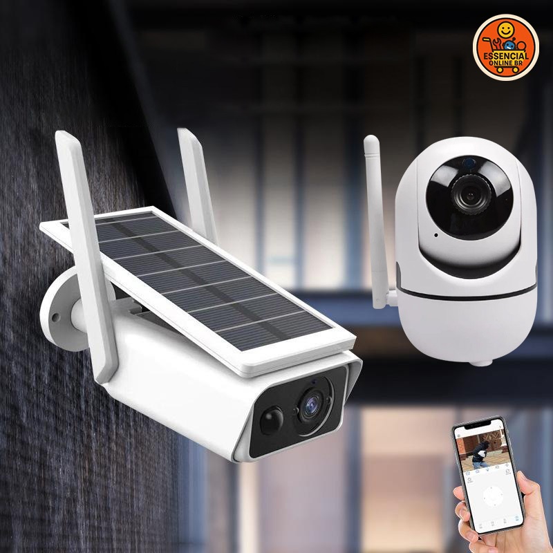 Câmera de Segurança Externa IP Wifi HD Prova D'gua Energia solar com Bateria Embutido/Alarme PIR