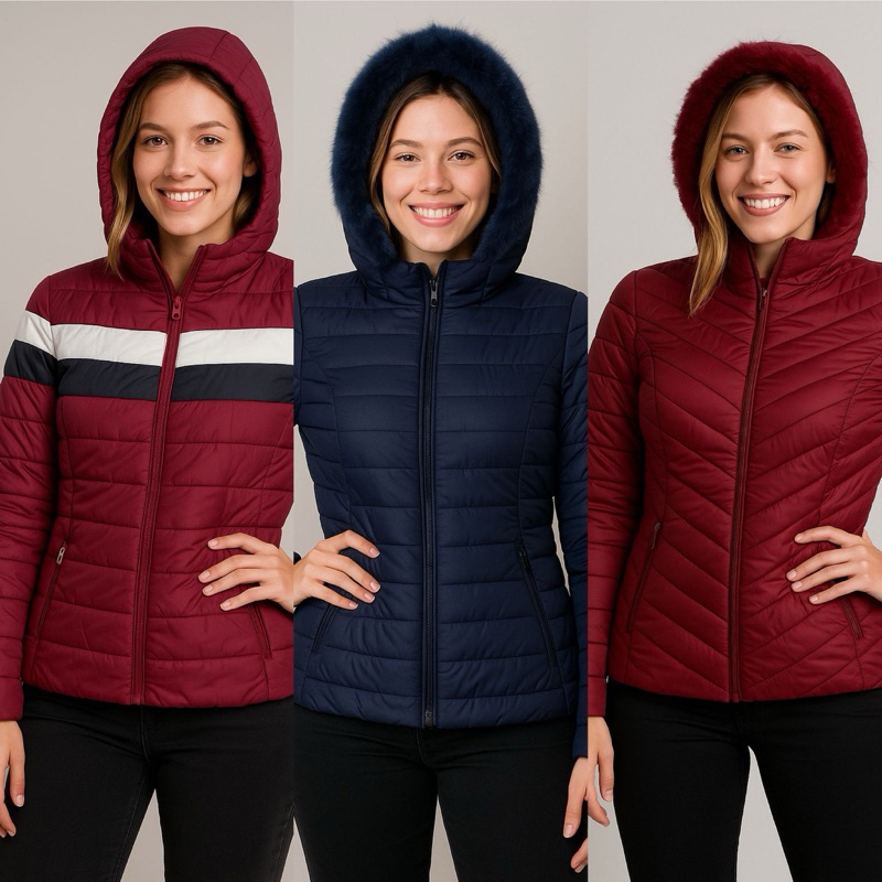 Blusa de Frio Femina Bobojaco Feminino Dupla Face Blusa De Frio Puffer ...