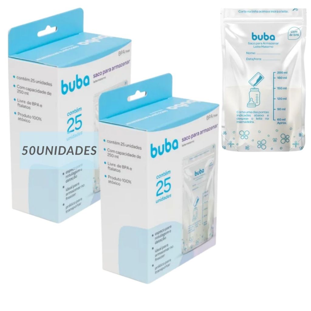 Saco Para Armazenar Leite Materno 200ml - Buba | Shopee Brasil