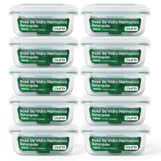 Conjunto 10 Potes 640ml Vidro Hermético Borossilicato 4 Travas Marmita
