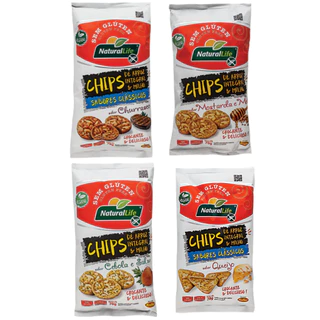 Kit 4 Chips Arroz Cebola E Salsa, Churrasco, Queijo, Mostarda com mel Sem Glúten Kodilar 70g cada