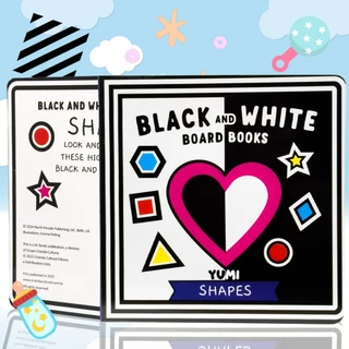 Livro Para Bebês Alto Contraste Preto E Branco Montessori Shapes | Aprendendo As Palavras Em Inglês em Oferta na Shopee
