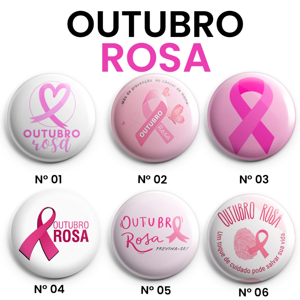 Kit Bottons/Botons/Broches/Pin Redondos OUTUBRO ROSA 4,5cm | Shopee Brasil