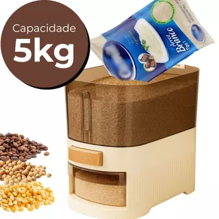 Dispenser Organizador c/ Dosador p/ Arroz, Farinha, Grãos e Aveia – Capacidade 5kg