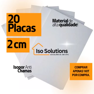 20 Placas Isopor Antichamas com 20 mm (2 cm) de espessura - 100x50 cm