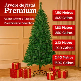 Arvore de Natal Premium Luxo 1,5m 1,8m 2,1m 2,4m 500 850 1200 1500 Galhos Ajustável Hastes Flexíveis