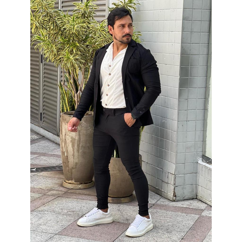 conjunto alfaiataria blazer + calça masculino | Shopee Brasil