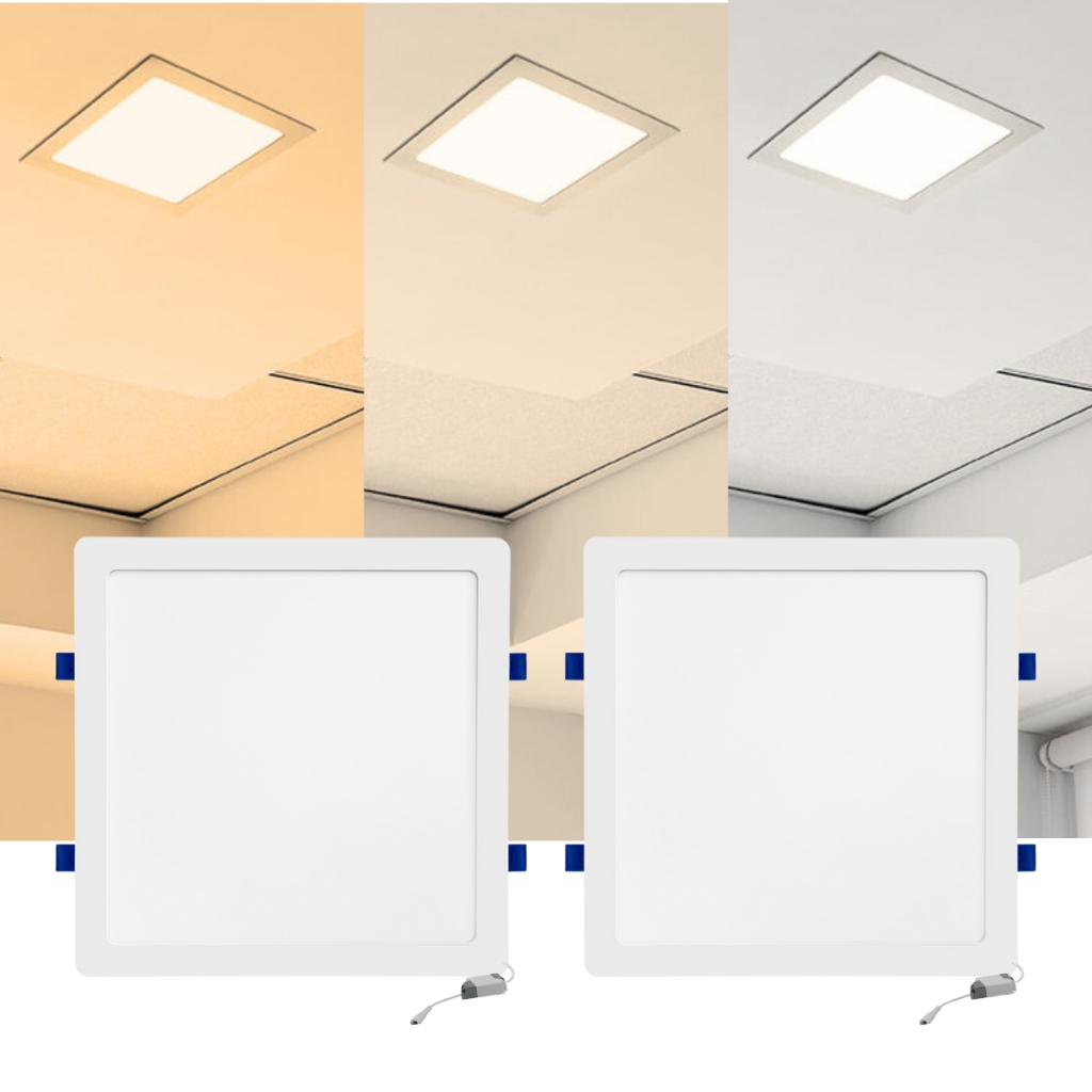 Kit 2 Painel Led Embutir 24W Quadrado De Teto Gesso Forro Sanca 6500K ...