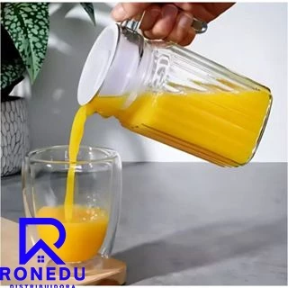 Kit 1 ,2,3 Jarras de Vidro 500ml Tampa e Alça Transparente Para Bebidas Agua Suco Resistente