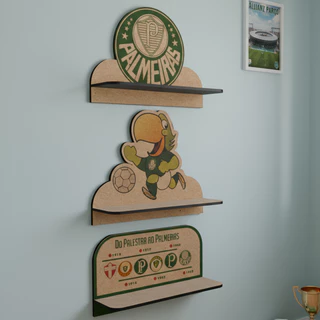Kit Prateleiras Palmeiras Times 32x20cm Suporte Organizador para quarto sala em Oferta na Shopee