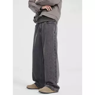 Calça Jeans Balão Baggy Masculina Reta Larga Estilo Streetwear Vintage Confortável 38-48