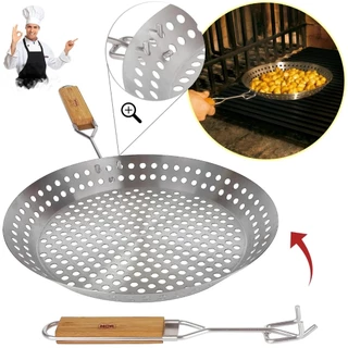 Grill Wok Grelha Frigideira Inox para Churrasco Mor