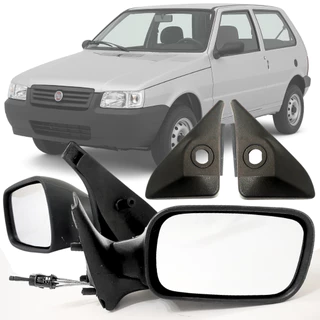 Par Espelho Retrovisor Fiat Uno Fire 2001 2002 2003 2004 2 Portas Com Acabamentos e Controle Manual