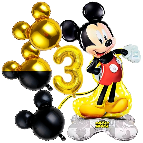 KIT MICKEY OU MINNIE BASE NÚMERO BALÃO METALIZADO MIKEY MIQUEI MINE ...