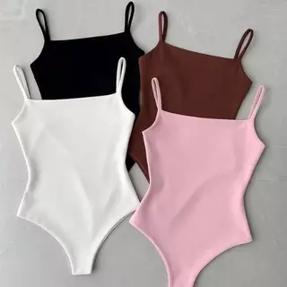 Kit 4 Body Collant Bori Bodi De Alçinha Regata Com Decote Quadrado Versátil Casual Moda Tendência.