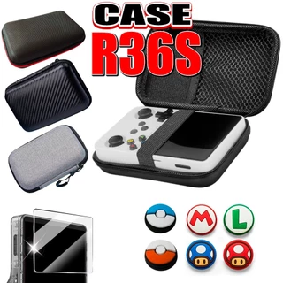 Case R36S + Grips + Pelicula / Capa para videogame portatil R36S Game Boy GB300 Miyoo Mini