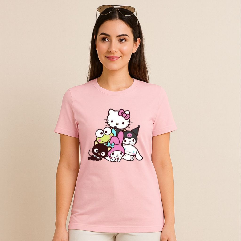 Camiseta Algodão Moda Infantil e Juvenil Turma da Hello Kitty