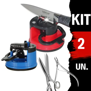 Kit 2 Amolador Afiador De Facas Afiar Tesouras Lâminas Alicate Ventosa Cozinha em Oferta na Shopee