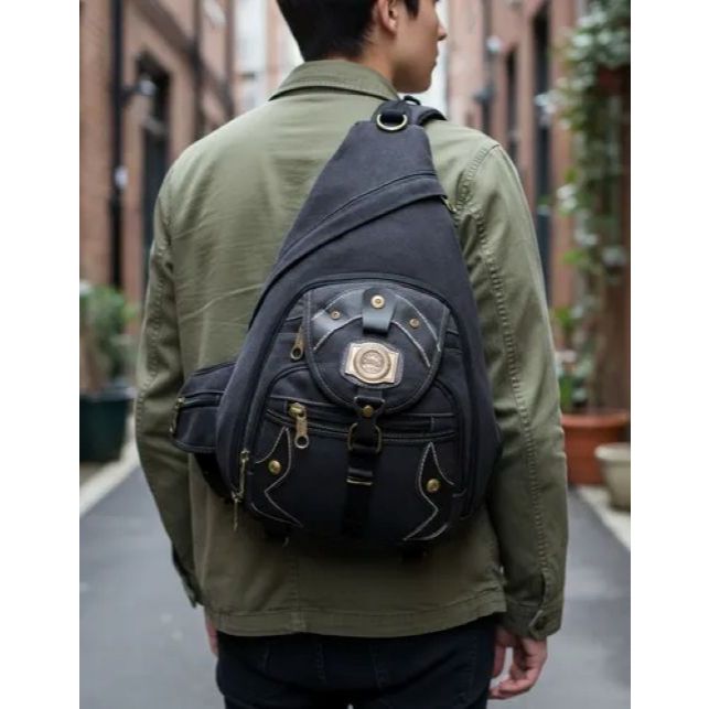 Mochila Com Alça Transversal Em Lona Reforçada Kvn Grande | Shopee