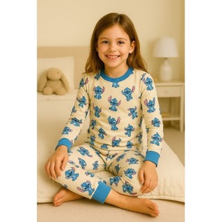 Conjunto pijama Infantil Personagens  Lilo & Stitch calça e blusa de manga longa - Tam. 4 ao 12 em Oferta na Shopee