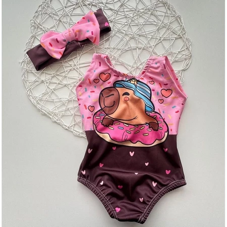 Kit com 2 peças - Maiô infantil com tiara 