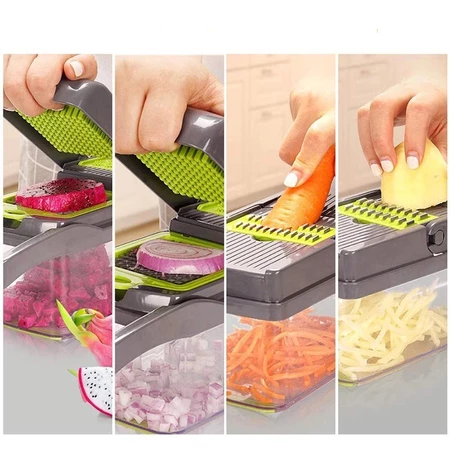 Fatiador de cozinha multifuncional profissional em aço inoxidável 16 em 1 fatiador de vegetais/frutas/legumes
