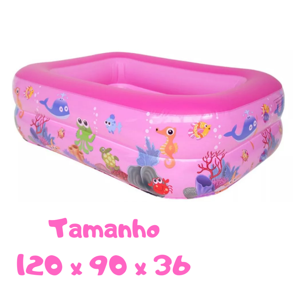 Piscina Infantil Infalável Retangular Rosa Azul Fundo Acolchoado e ...