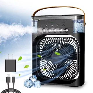 Umidificador Ventilador Portatil Pequeno Carregável USB Potente Turbo Silencioso Mesa
