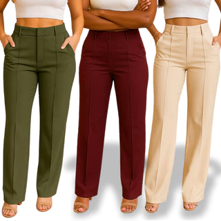2 Calça Pantalona Alfaiataria Premium Com Bolso PROMOÇÃO Tecido não Amassa
