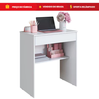 Escrivaninha Mesa Apoio Moderna Com Gaveta Home Office Cor Branco