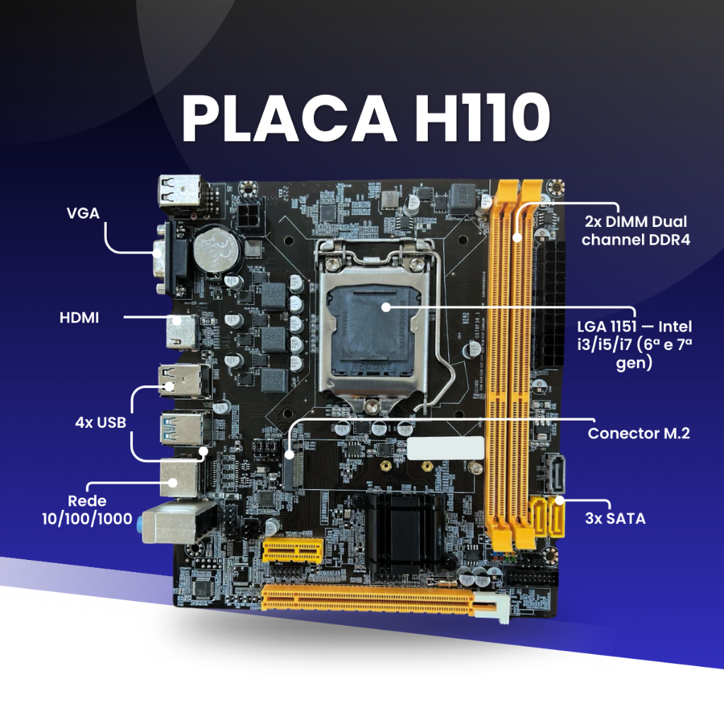 Kit Pl Mãe H110 + Proc I5 8400 + Memoria 8 Gb Ddr4 + Cooler+ 256
