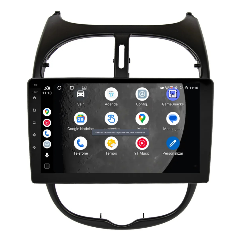Multimidia Peugeot 206 Android 14 Carplay Wi-fi + Moldura + Camera de Ré