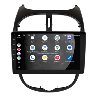 Multimidia Peugeot 206 Android 14 Carplay Wi-fi + Moldura + Camera de Ré