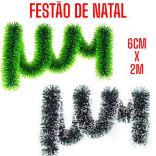 KIT 6 Festão 6cmX2m Ponta Verde Ou Branco Para 4 ou 2 Peças Natalina Árvore De Natal Enfeite em Oferta na Shopee