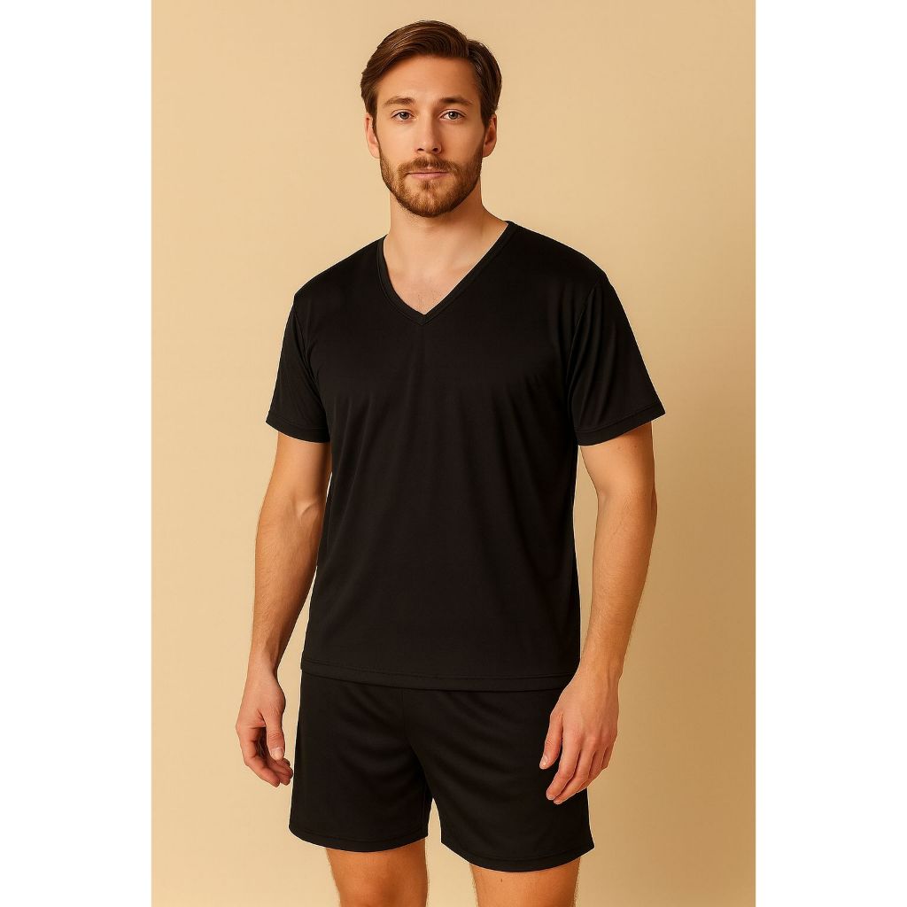 Pijama Masculino Manga Curta de Fresquinho Suedine em Oferta na Shopee