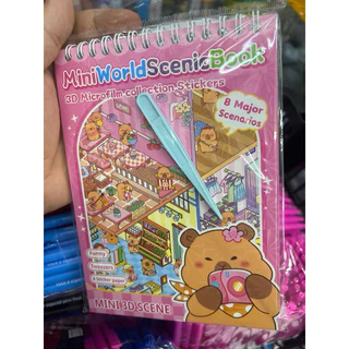 1 Caderno Adesivos 3D Interativo – 8 Cenários para Montar + Pinça Inclusa | Livro Decorativo DIY Kawaii Fofo