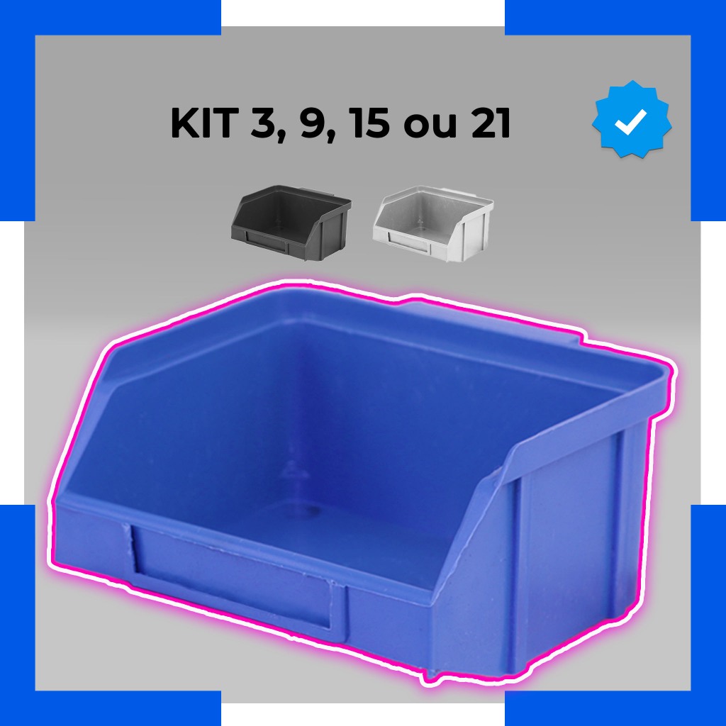 Kit com 3 9 15 ou 21 Caixas Bin Plásticas N1 Pequenas Organizadoras Empilháveis Resistentes