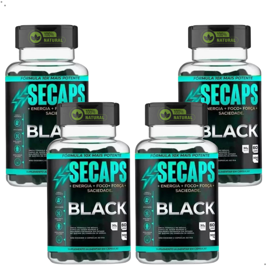 Secaps Black 4 Frascos 240 Cápsulas - Suplemento Alimentar Original ...